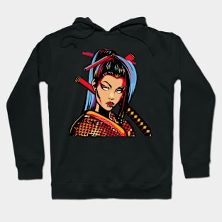 Pop Art Samurai Girl Japanese Woman Hoodie